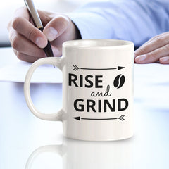 Designs ByLITA Rise and Grind Office Workspace Home Family 11oz Plastic/Ceramic Coffee Mug