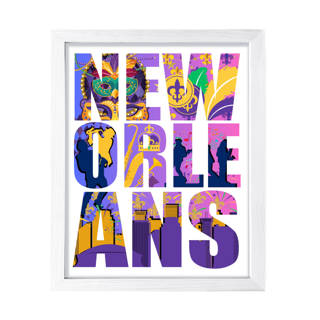 Designs ByLITA New Orleans, Louisiana Inspirational, Wall Print Art | American Cities Stylish Home Decoration (Unframed or Framed)