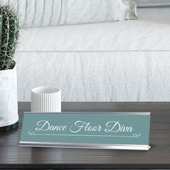 Dance Floor Diva Desk Sign (2x8") Silver Frame Desk Sign (2x8") | Appreciation Idea For Her | Girlfriend| Workspace Decoration