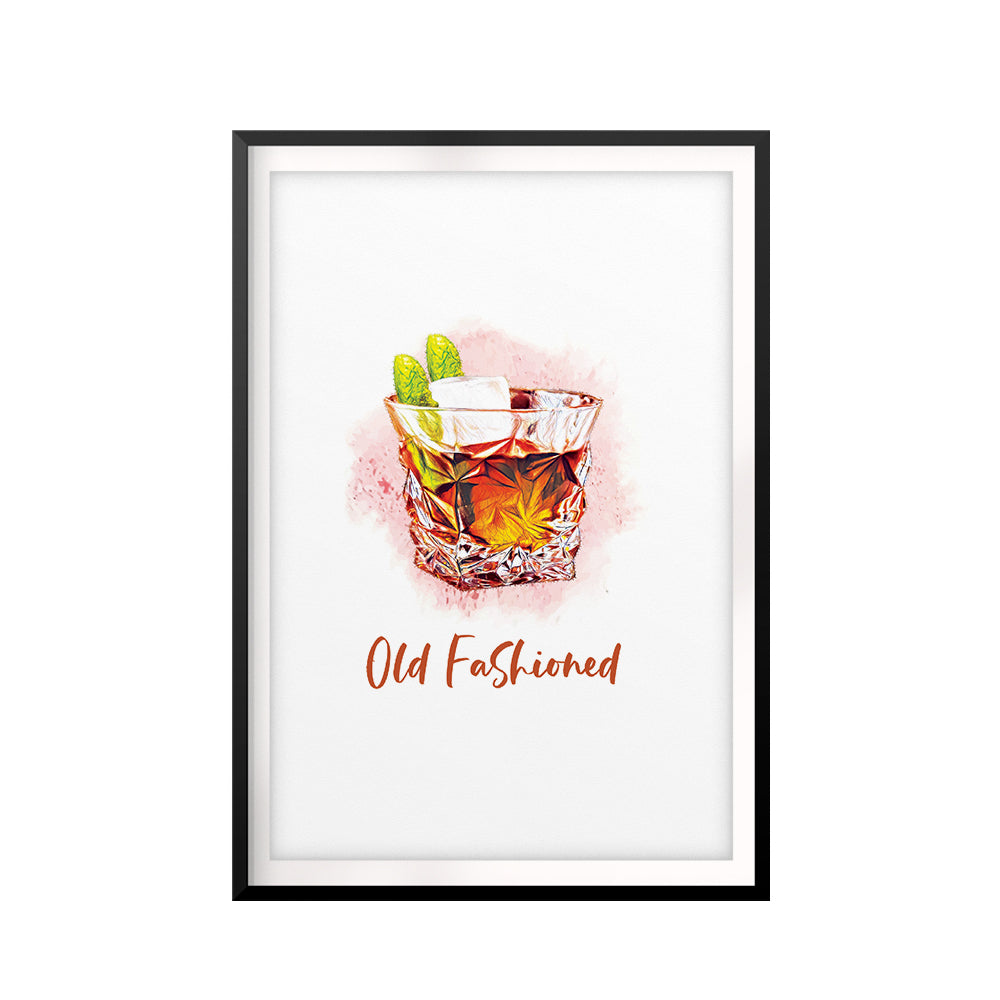 Old Fashioned Cocktail UNFRAMED Print Drinking Wall Art