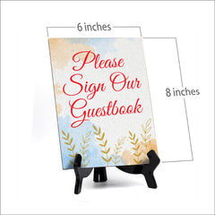 Signs ByLita Please Sign Our Guestbook, Blue Watercolor Table Sign (6 x 8")