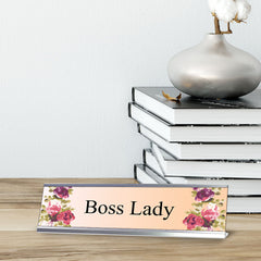 Boss Lady, Floral Designer Desk Sign (2 x 8")