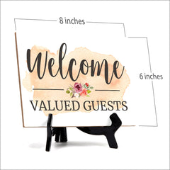 Signs ByLita Welcome valued guests, Table Sign With Acrylic Stand (8 x 6")