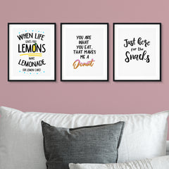 Funny Food Wall Art UNFRAMED Print (3 Pack)