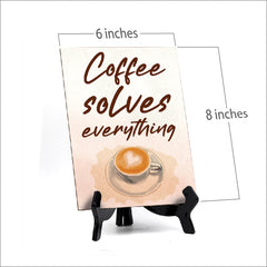 Signs ByLita Coffee Solves Everything, Watercolor Table Sign With Acrylic Stand (6 x 8")