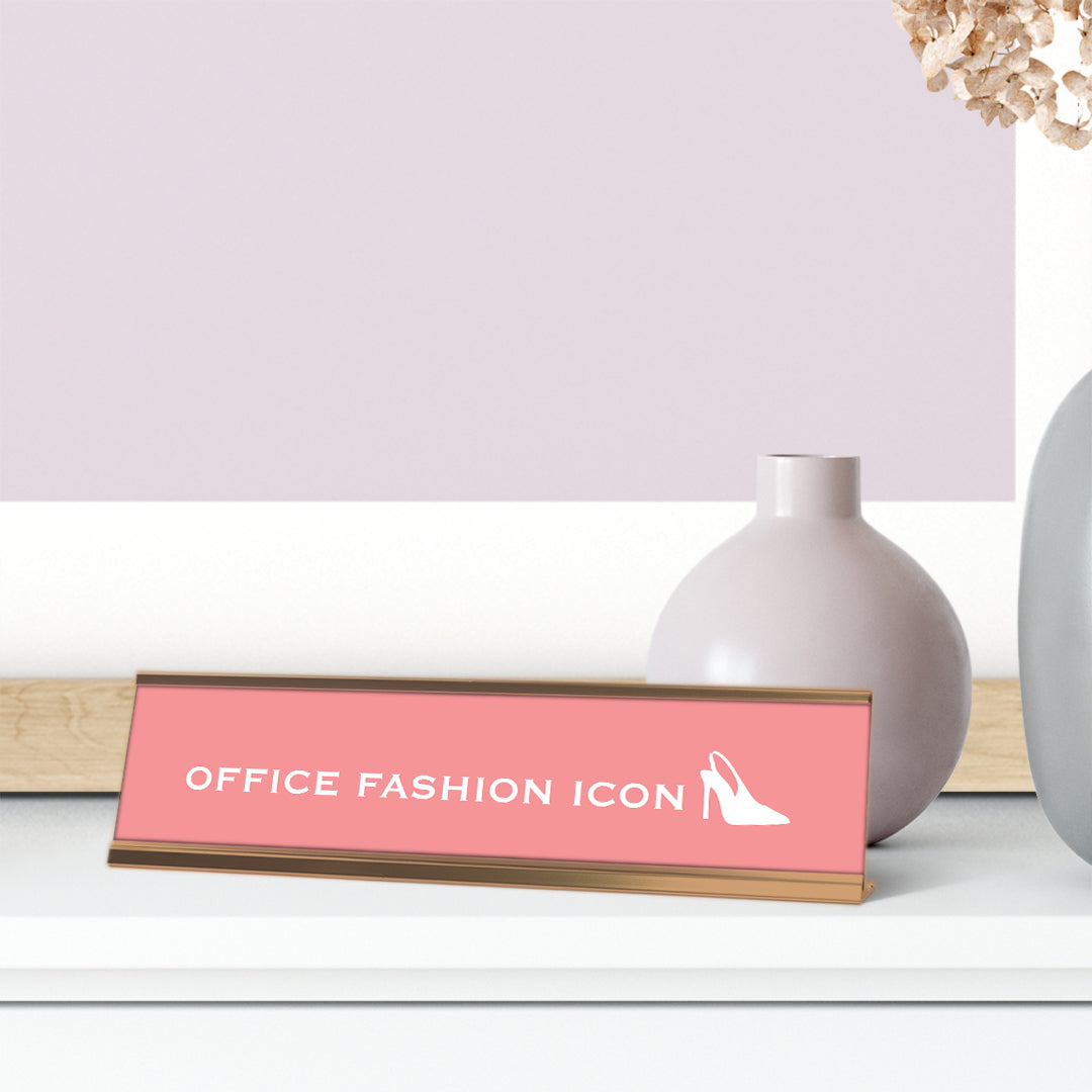 Office Fashion Icon, Pink Novelty, Rose Gold Frame Desk Design (2X8)