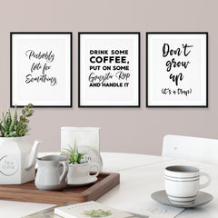 Cute Fun Home Decor Wall Art UNFRAMED Print (3 Pack)