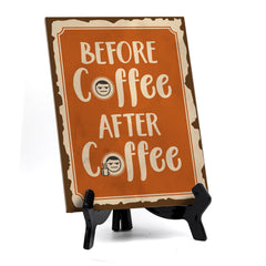 Signs ByLita Before Coffee. After Coffee, Table Sign With Acrylic Stand (6 x 8")