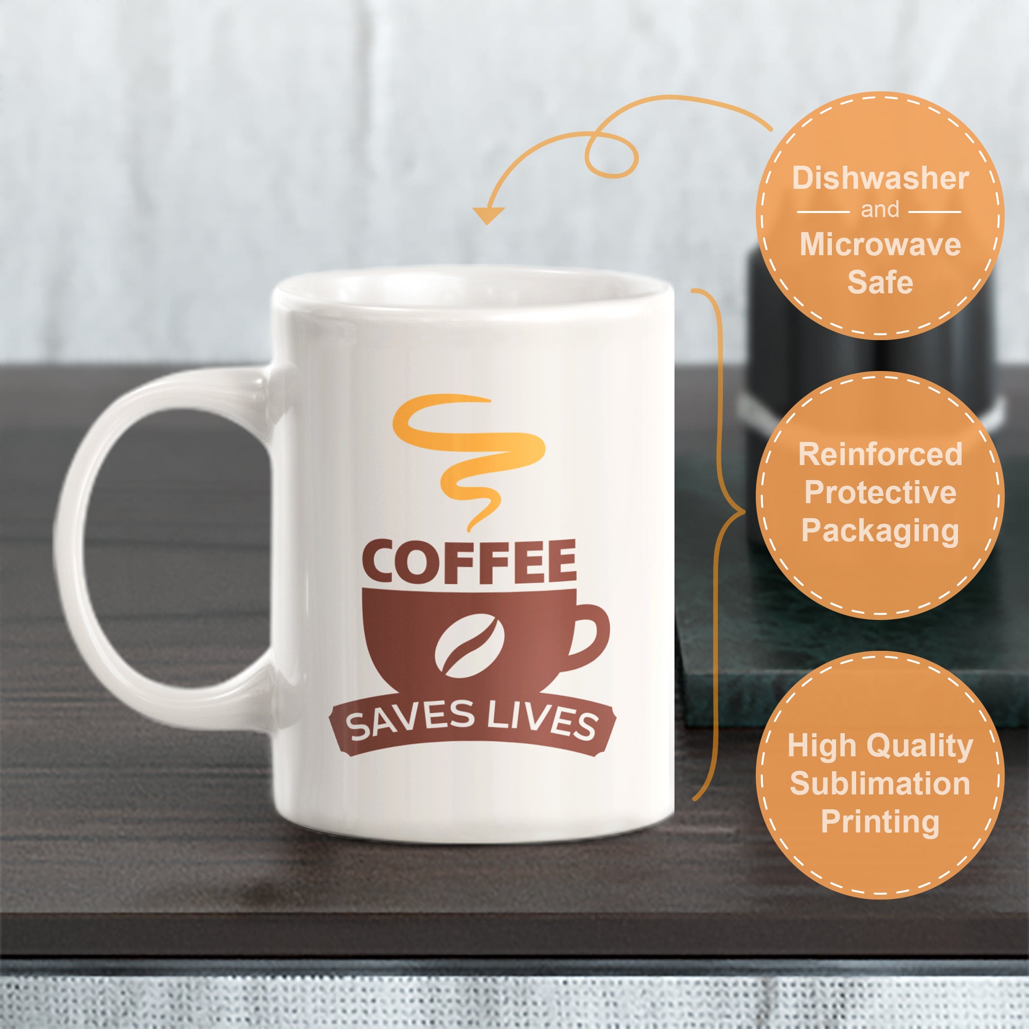 Mugs of GIVEN'S COFFEE™, Sip & Save Kids Lives™