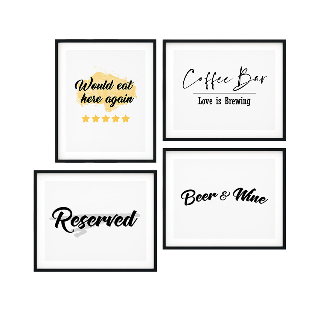 Food & Drink Wall Art UNFRAMED Print (4 Pack)