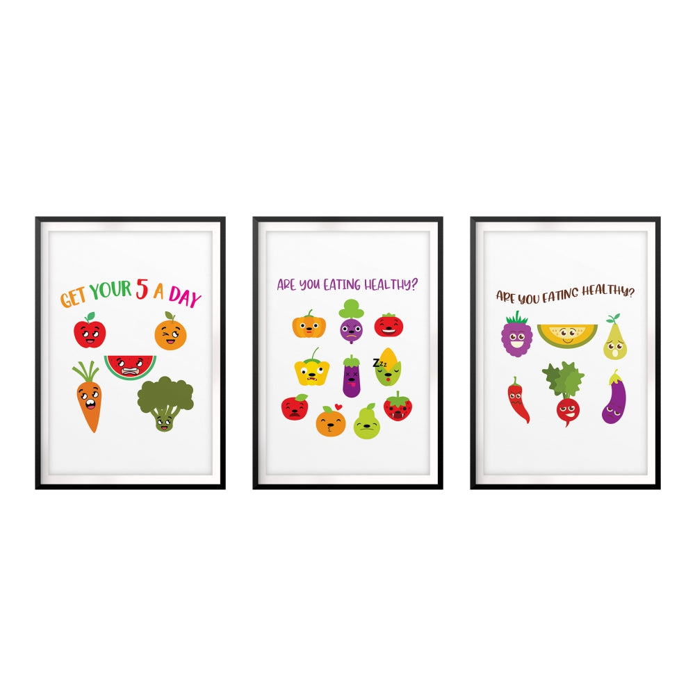 Healthy Eating Emoji Wall Art UNFRAMED Print (3 Pack)