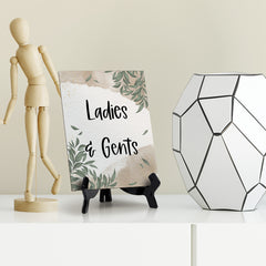 Ladies & Gents Table Sign with Green Leaves Design (6 x 8")
