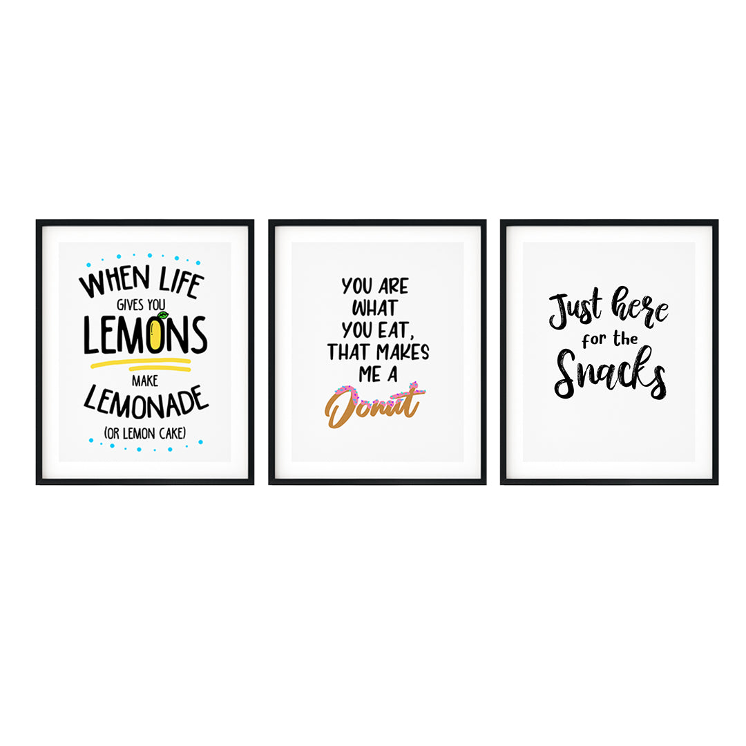 Funny Food Wall Art UNFRAMED Print (3 Pack)