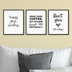 Cute Fun Home Decor Wall Art UNFRAMED Print (3 Pack)