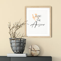Music Is The Answer UNFRAMED Print Cute Typography Wall Art