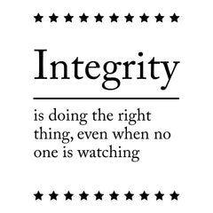 Integrity Definition & Mantra UNFRAMED Print Quote Wall Art