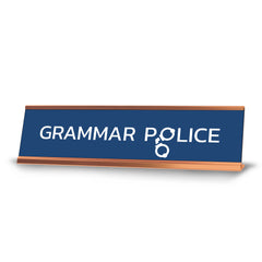 Grammar Police Hand Cuffs, Gold Frame, Desk Sign (2x8¨)