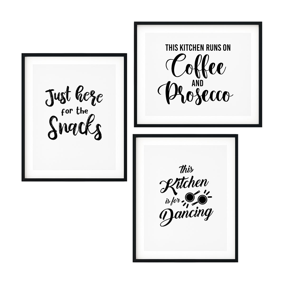 Fun Kitchen Decor Wall Art UNFRAMED Print (3 Pack)