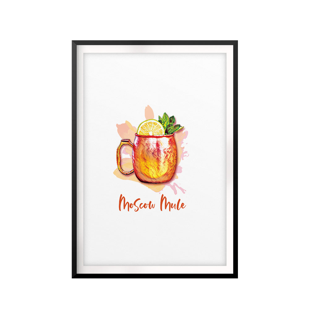 Moscow Mule Watercolor UNFRAMED Print Drinking Wall Art