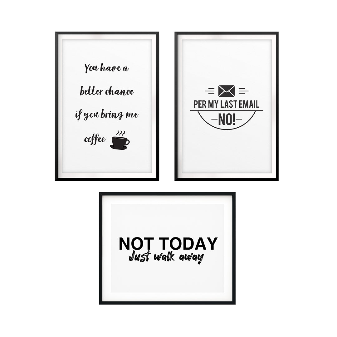 Grumpy Office Novelty Wall Art UNFRAMED Print (3 Pack)