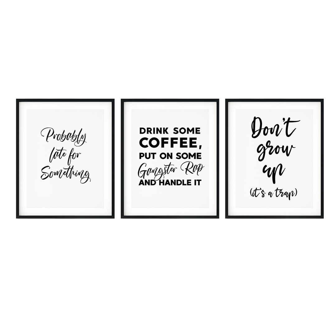 Cute Fun Home Decor Wall Art UNFRAMED Print (3 Pack)